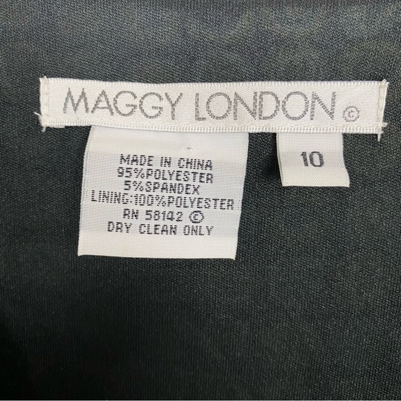 Maggy London Geometric Blue Green Square Pattern Midi Dress, Size 10 - Picture 10 of 10